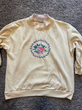 Alpine Cream Pullover with Pink & Purple Floral Embroidery